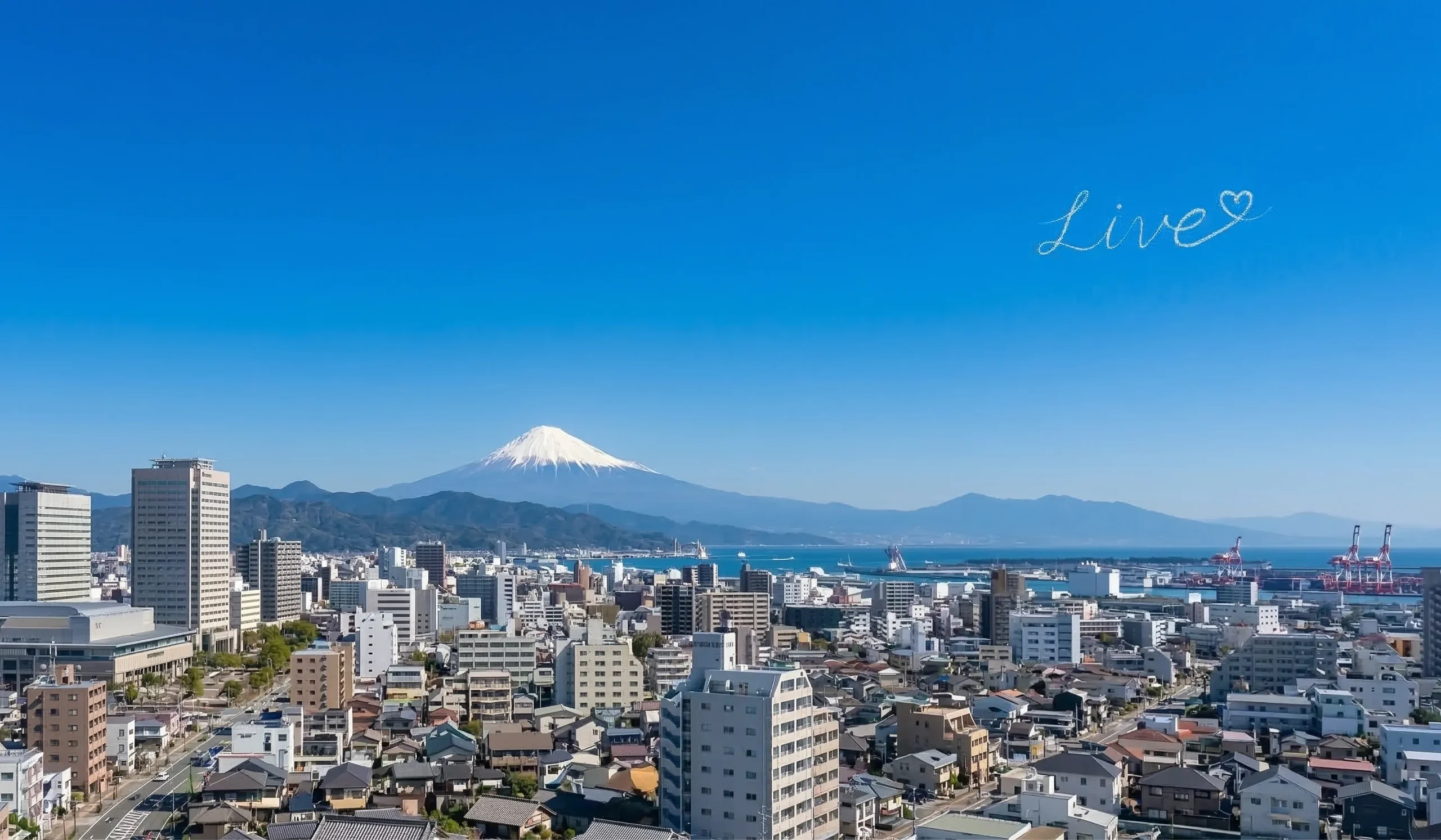 静岡の街と富士山